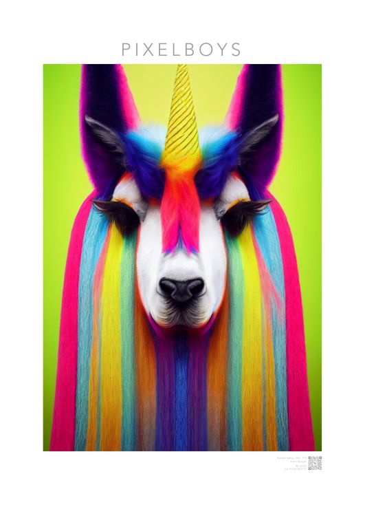 Acrylbild - Karma Lama No. 1 - "Ru" -Wandbild - Einhorn - Acryldruck - LGBTQI+ - Christopher Street Day - Pride Month - Lesbian - Gay - Bisexual - Transgender - Queer & Intersexual - rainbow flag  -  museum of modern art - unicorn - einhorn - rainbow - regenbogen - heteronormativity - Drag Queens - Asexual - Künstler: "John Grayst" - Pixelboys - Atelier - Wandbild - Museum - USA - America - New York City - Los Angeles - Chicago - Houston - Phoenix - Philadelphia - Paris - Rom - Berlin -