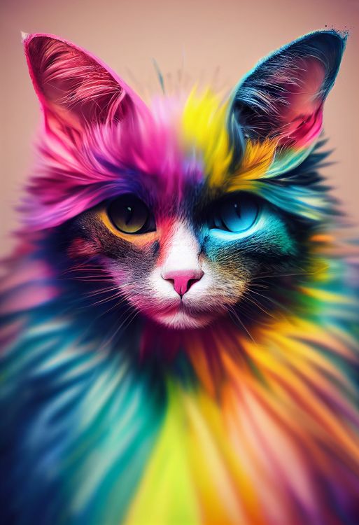 Poster - Einzigartige farbenfrohe Regenbogenkatze