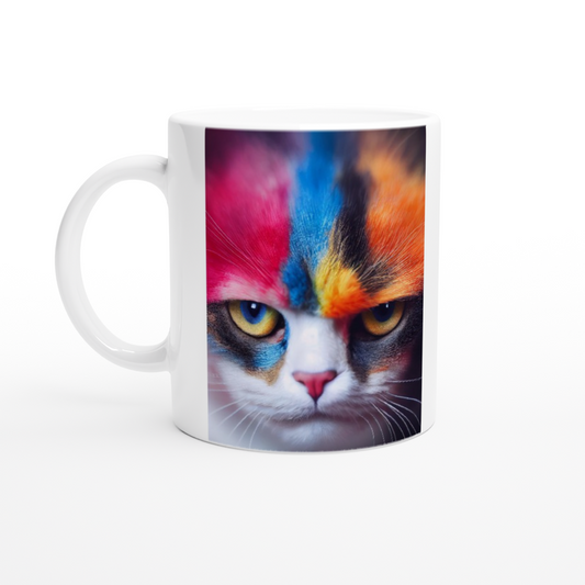 Personalisierte Tasse - Mürrische Regenbogen Katze "Lucy"