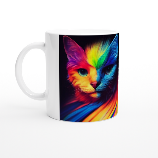 Personalisierte Tasse - Farbenfrohe Regenbogen Katze "Kitty" - Pride Bewegung - Maskottchen -